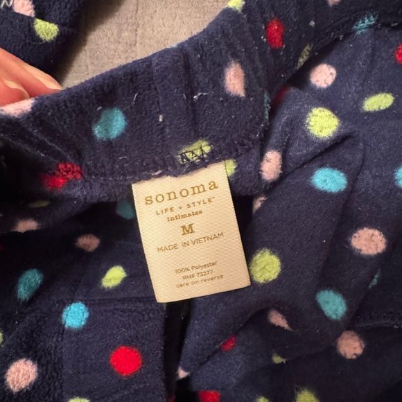 Sonoma Navy Polka Dot fleece Pajama Bottoms - Picture 2 of 2